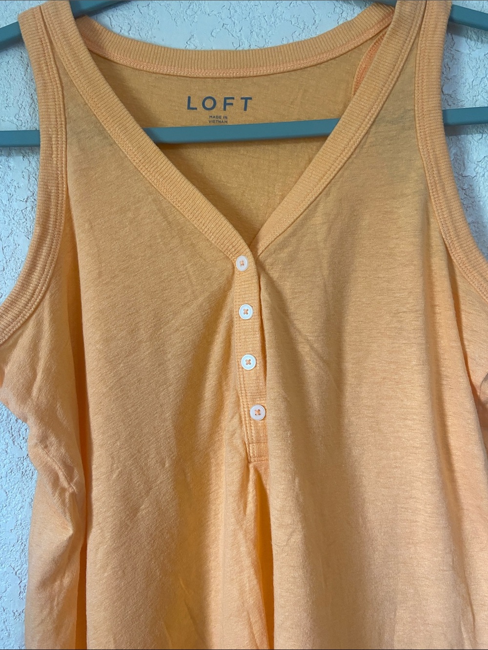 LOFT Peach Button-Front Henley Tank - Picture 3 of 6